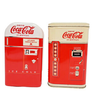 Y2K Coca Cola Trinket Tin Box Vending Machine Coke Vending Collectible Set 2 90s